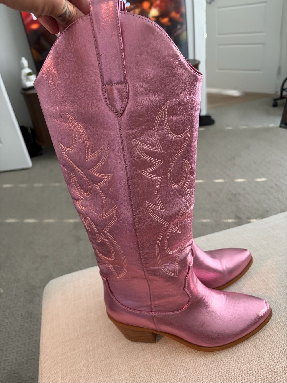 Metallic Pink Western Cowboy Boots Women’s 7.5–8